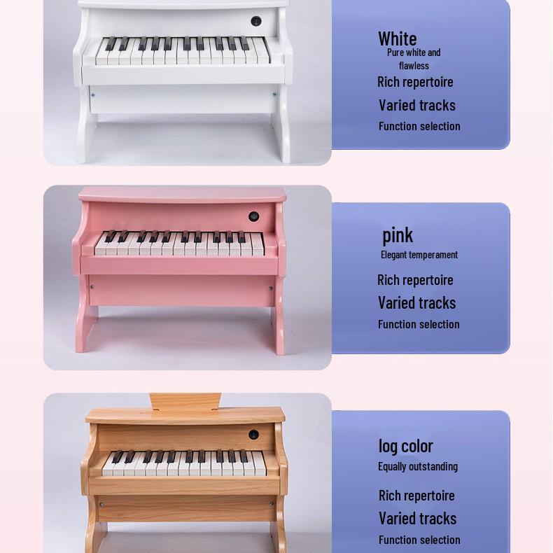 Children's 25-Key Wooden Electric Piano for Beginners - Portable and Educational