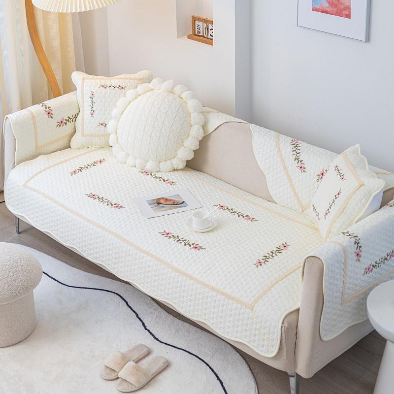 Sofa Cushion Simple Modern Four Seasons Universal Non-Slip Cotton Seat Cushions Korean Pastoral Style Sofa Cover Cover Cloth