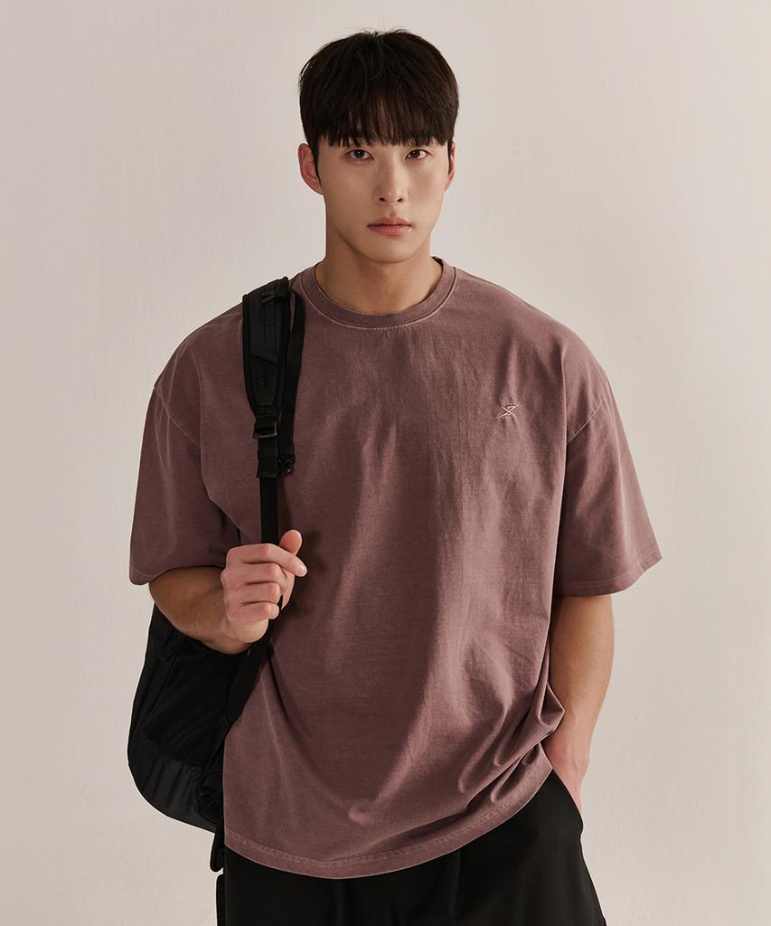 NINEZ Small Logo Pigment Oversized T-Shirt_3Color