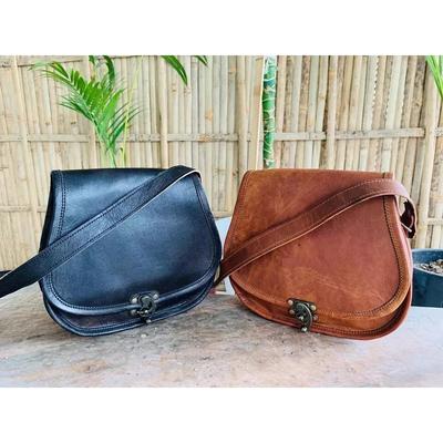 Vintage Saddle Bag Leather Brown/Black Messenger Shoulder Cross-body Bag