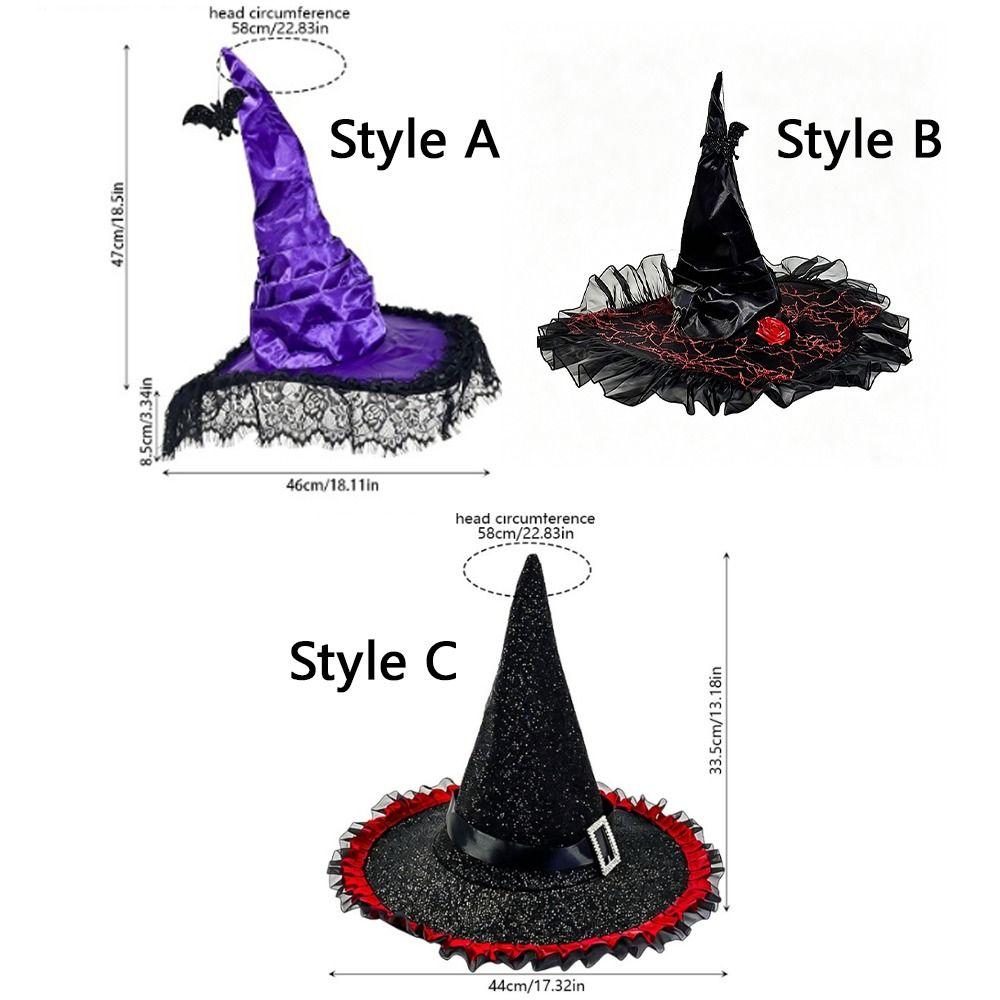 with Bat Spider Web Twisted Wizard Cap Gothic Glitter Pleated Wizard Hat Children/Adult