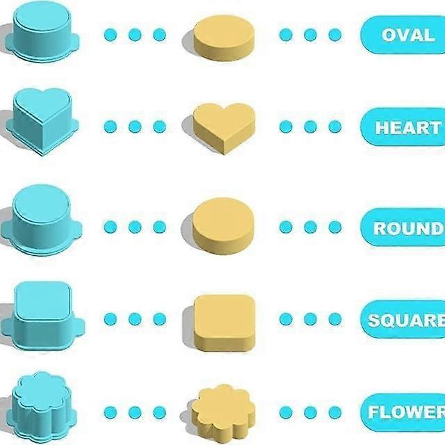 5 PCS Cake Mold Set with 7.87-inch Tray,Heart Square Cloud Oval Round 3D Printed Baking Molds,for Home DIY Baking,Birthday Parties,Wedding Desser