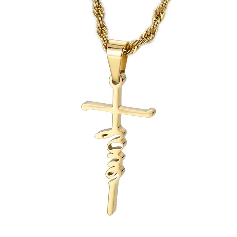 Trendy Pendant Necklaces for Men Metal Cross Stainless Steel Link Chain Accessories Irregularly Male Choker Shiny Jewelry