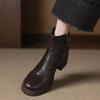 Krazing Pot Sheepskin Round Toe Thick Heels Chelsea Boots Size 42 High Quality Women Keep Warm Metal Buckle Ankle Boots