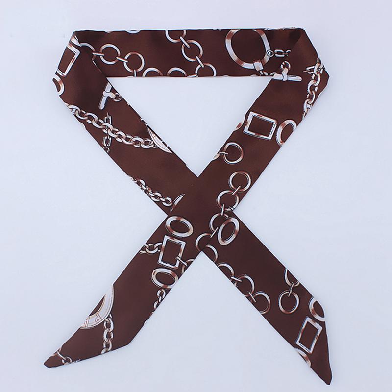 4cm* 95cm Woman Thin Imitation Silk Scarf Long Hair Strip Headband Neckerchief Fashion Bag Handle Ribbon Scarf Female Tie