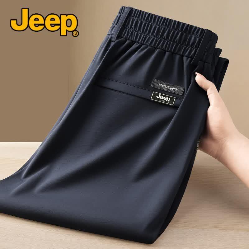 JEEP Men s Summer Thin Mulberry Silk Straight-Leg Casual Pants 6XL