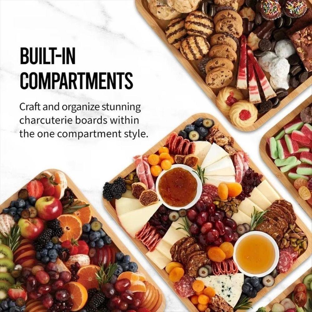 Transparent Bamboo Cheese Board Divided Grid Wooden Cheese Board Durable Serving Platter  Camping