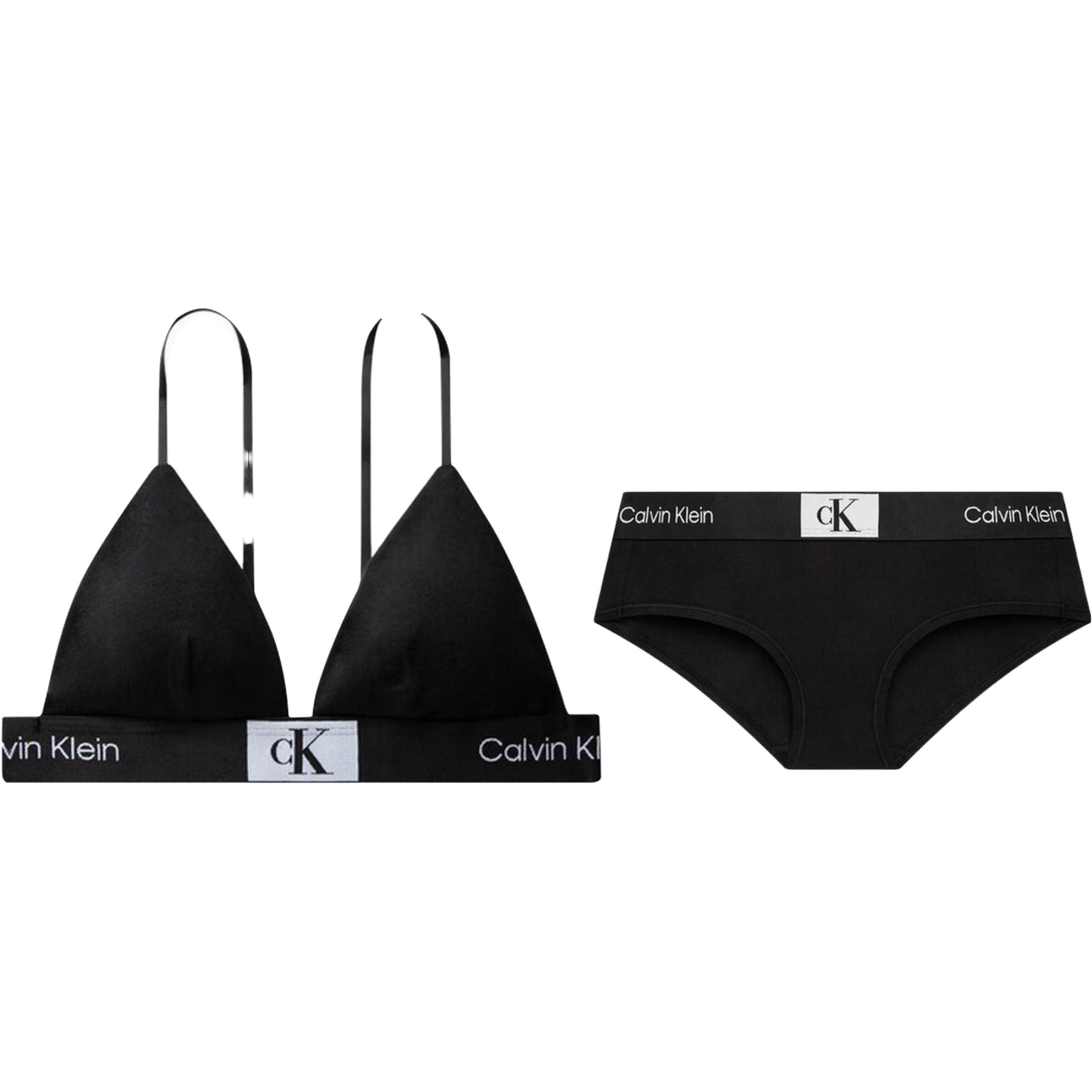 

Calvin Klein Комплект нижнего белья серии CK96 SS23 в стиле звезды с маленьким квадратным логотипом, тканым ремешком, беспроводной, со съемным уплотнителем QF7217AD-UB1+QF7295AD-UB1 M