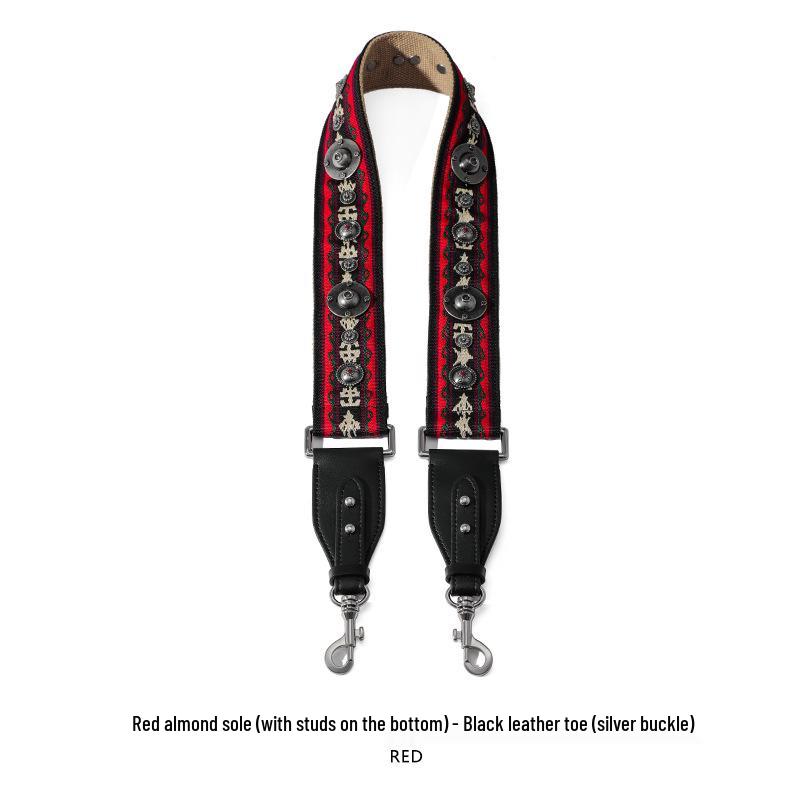 Ma Huang Shi Women's Genuine Leather Vintage Saddle Bag Strap with Rivets