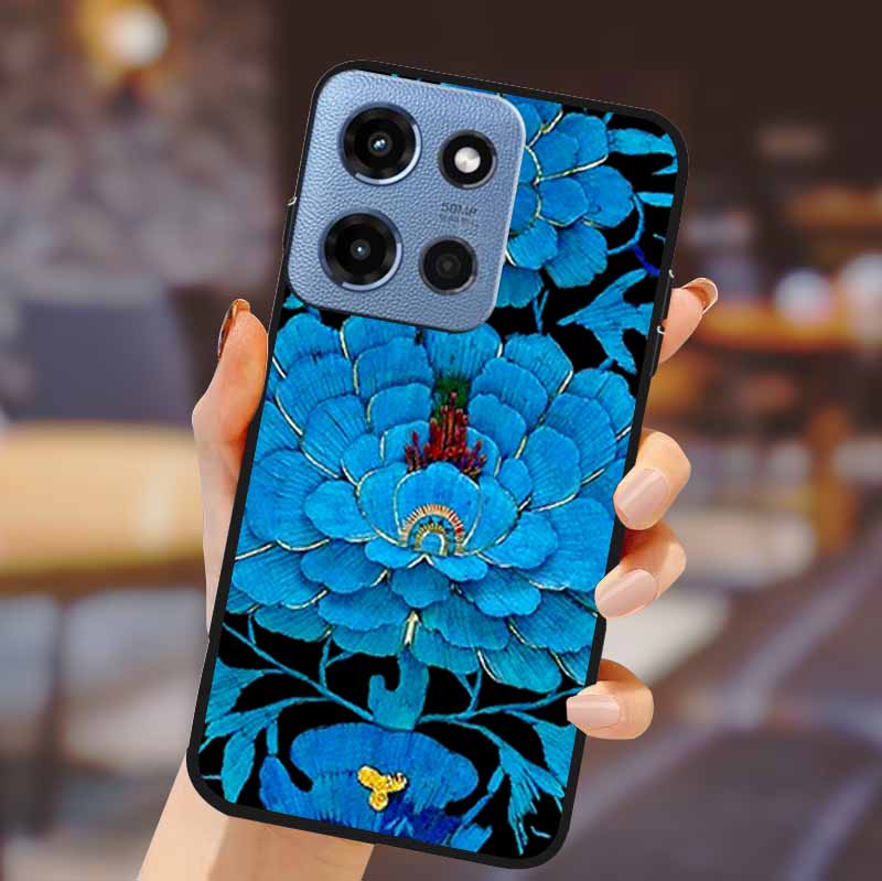For Motorola G 5G 2025 Phone Case Bumper Soft TPU Silicone Back Cover 3D Flower Emboss Shell For Motorola Moto G 5G Fundas Coque