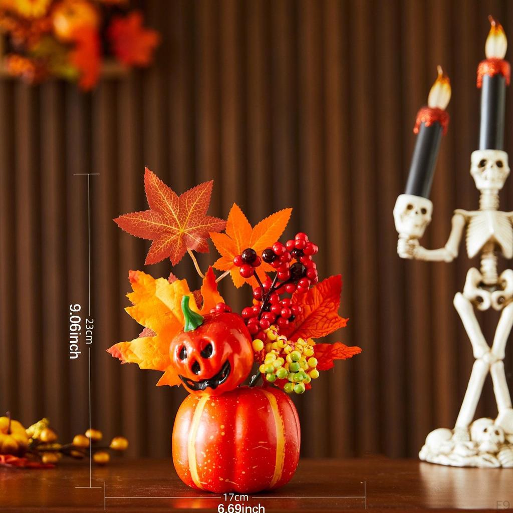 Autumn Pumpkin Sturdy Table Centerpiece Thanksgiving Artificial for Mantel, Fireplace, Desk,