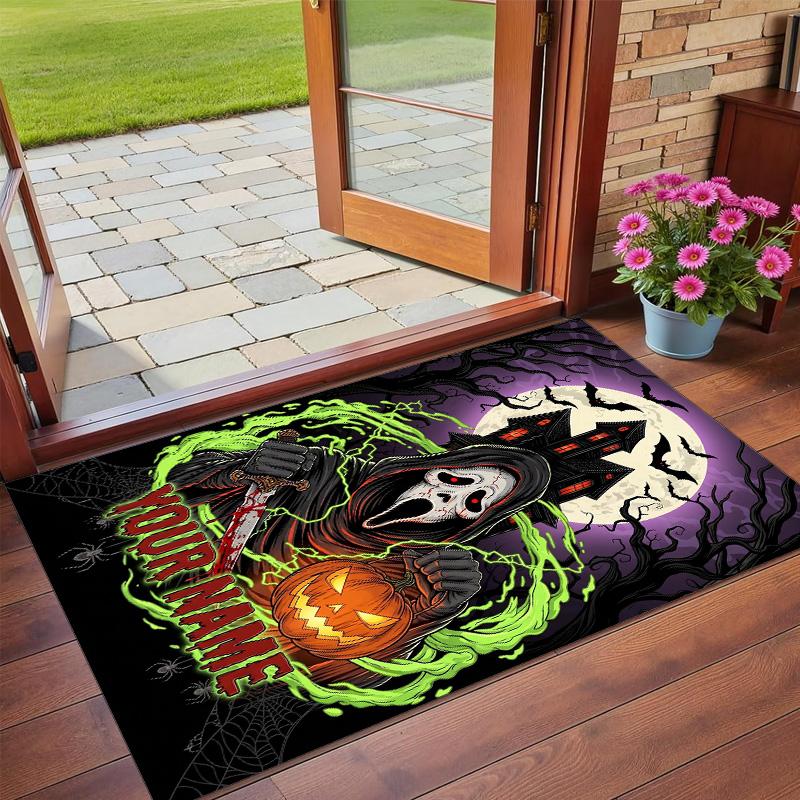 Crystal Velvet Rug Custom Name Text, Soft Non Slip Floor Mat Home DecorScream Ghostface