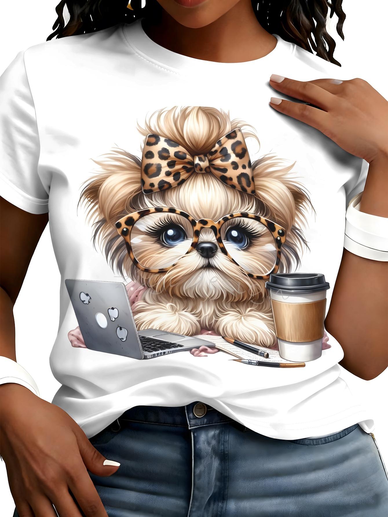 

Leopard Print Glasses ; Puppy T-Shirt - Soft Short Sleeve Top with Pug Dog. Casual Summer Blouse Outfits. Machine Washable Suitable for Parties. Casua 2XL дубильна кора