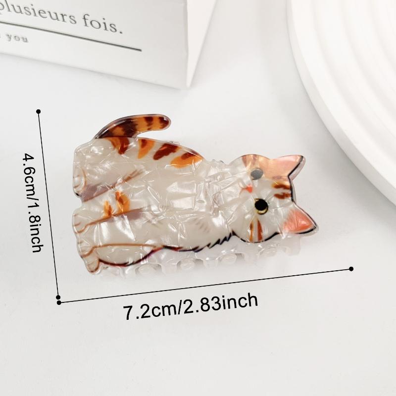 Cat Print Cute Hair Claw Clip Anti Slip Strong Hold Shark Clip for Girls Outdoor Sports Portable Hair Accessory