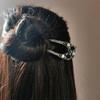 New Chinese Style Butterfly Flower Hair Stick for Women Retro Black Beads Fringe Hair Stick Hanfu Chopstick Hair Jewelry