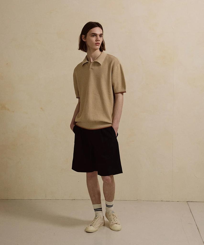 Jelolaunji [Air Conditioner Knit] Heritage Open Collar Knit Beige