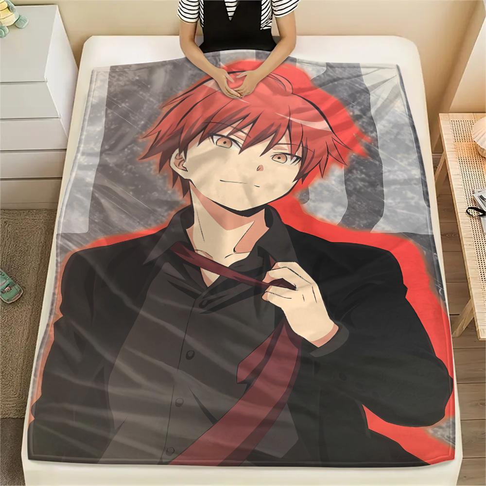 1 szt. Koc flanelowy z nadrukiem z Ansatsu Kyōshitsu, Wysoka jakość, Na wszystkie pory roku, Wystrój domu, Ciepło i komfort, Idealny na prezenty świąteczne