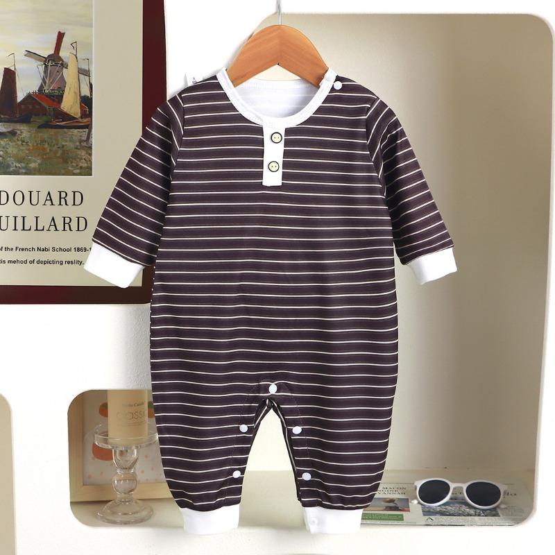 Baby Boy Long Sleeve Striped Romper Newborn Spring Autumn Outfit