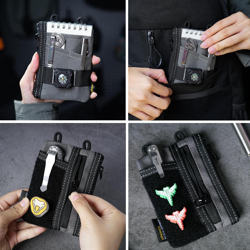 VIPERADE Маленький EDC Міні Кишеньковий Органайзер Сумка для EDC Кишеньковий Органайзер 3 Слоти 2 Блискавки Липучка Сумка Чохол для Мультиінструменту Сумка VE18-S, Чоловіки, Сумка,