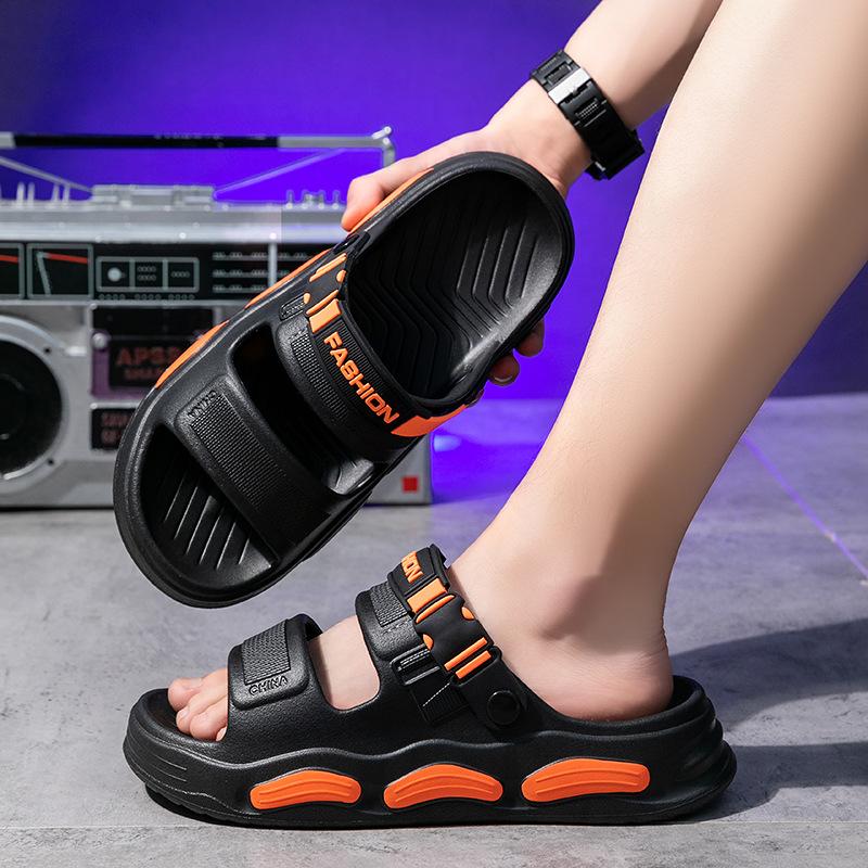 Men's Slippers Thick Sole Summer Beach Slides EVA Lightweight Open-toe Sandals for Men Non-slip Indoor Bathroom Home Shoes