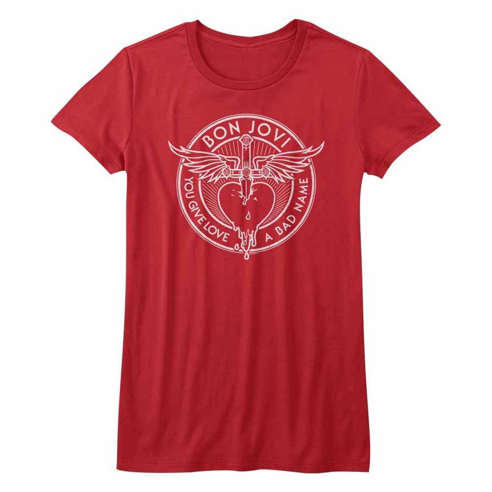 Bon Jovi Bad Name Red Junior Women s T-Shirt 2XL