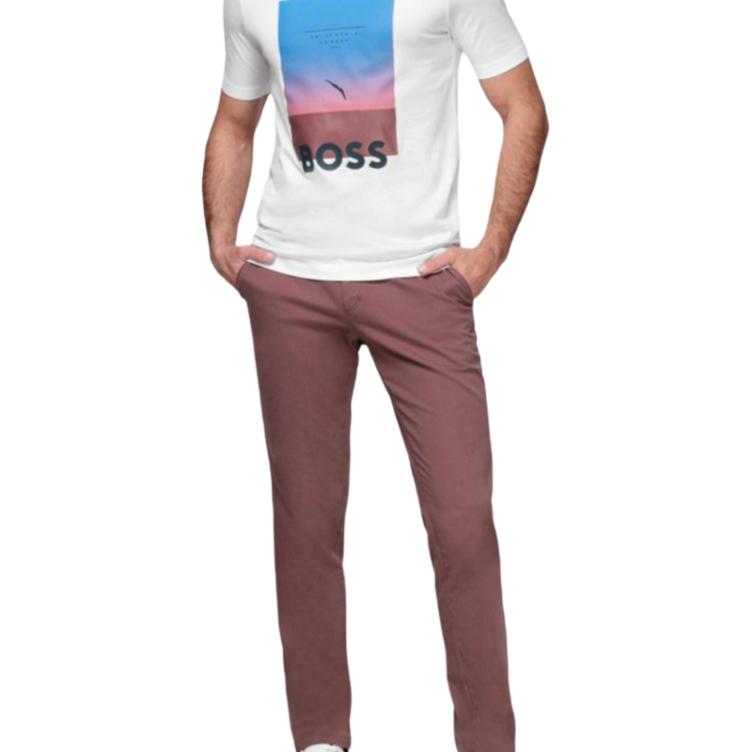 HUGO BOSS T-Shirts Men's White Crew Neck Moderate Straight Fit 50469501-101