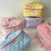 Portable Quilting Cosmetic Bag Ladies Large Capacity Travel Organizer Washbag Cute Bow Knot Pattern Make Up Zipper Storage Bag
