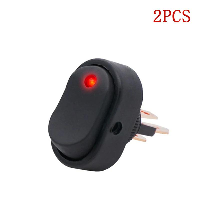 2Pcs 3 Pin LED Lighted On Off Switch Toggle Switch 12V 30A Oval Rocker Switch For Automative Car RV Marine Boat