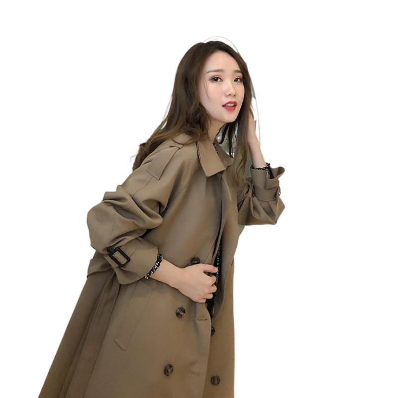 Womens Long Trench Coat Oversized Loose Fit Knee-Length Wool Blend Chic Office Style