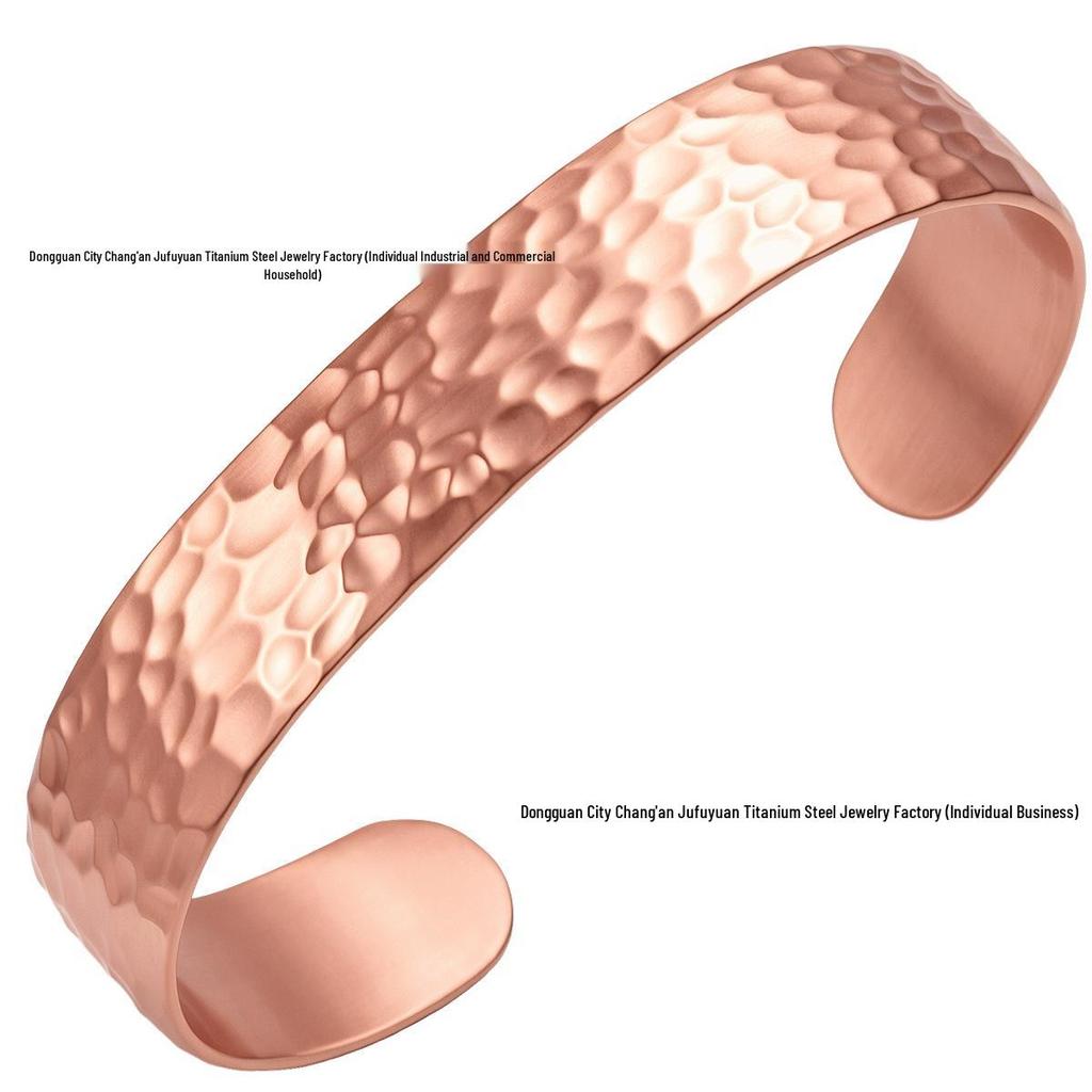 New Style Fashion Pure Copper Bracelet - 15mm Wide, Classic Hammered Pattern, Openable Design