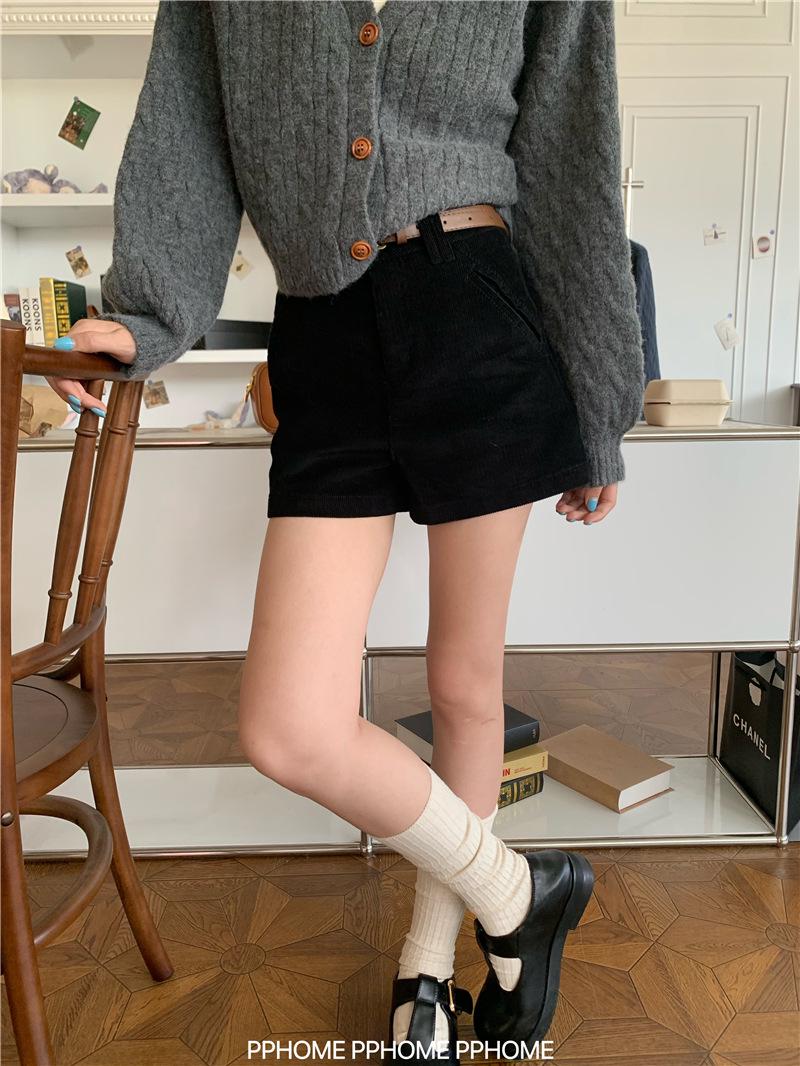 

Women s Japanese Retro High Waist Corduroy Shorts - Plus Size, Loose Fit, Slimming, Casual Wide Leg. 2XL чёрный