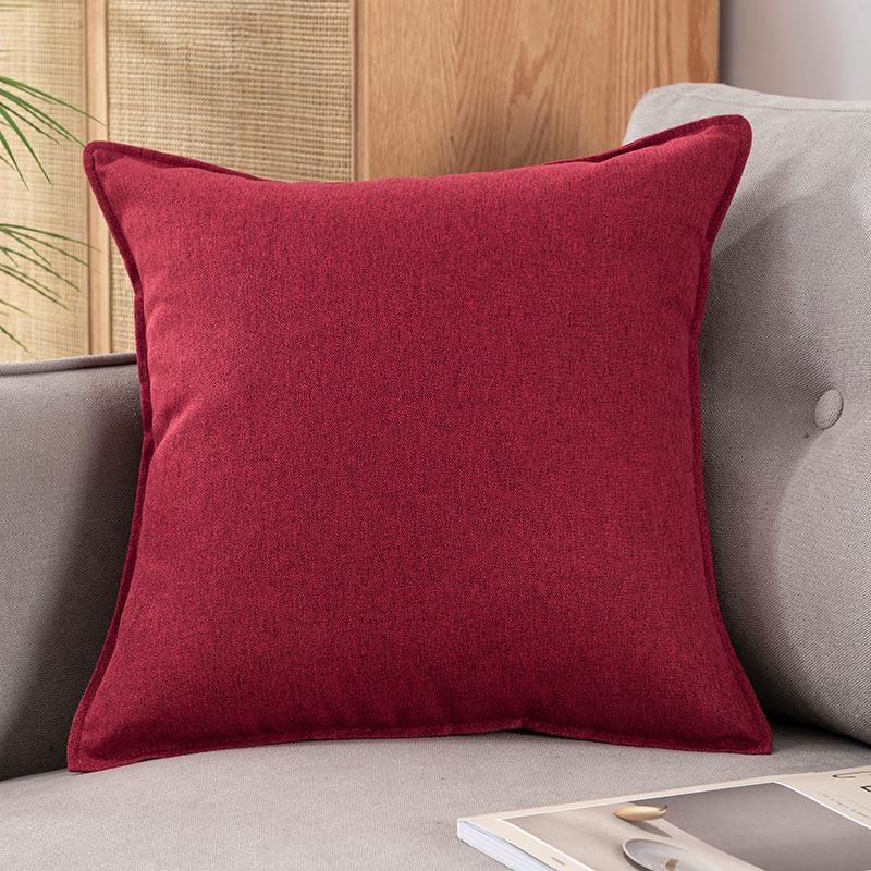 Chinese Style Fine Linen Sofa Back Cushion – Solid Wood Living Room Decor Pillow, Imitation Cotton Linen, High-End Bed Backrest.