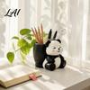 Cartoon Animal Flower Containers Cute Panda Succulent Planter Resin Plant Pot Gifts for Lovers Decorative Planter Pot Indoor Office Desk,