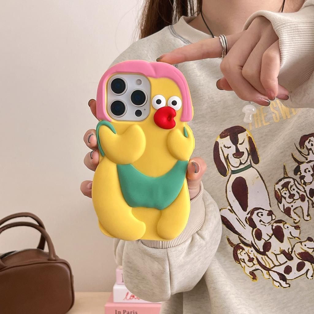 For iPhone 16 Pro Max Silicone Case Cute Chicken Design Shockproof Phone Back Cover