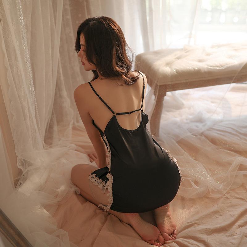 Sexy Split fork sexy nightdress temptation perspective hollowed out new sex underwear lace love suspender milk leakage