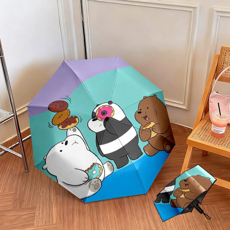 Cartoon Bears Donuts Umbrella Suitable All Seasons Home Travel Outdoor Activities Multi Functional Umbrella Folding Umbrella Suitable For All Seasons