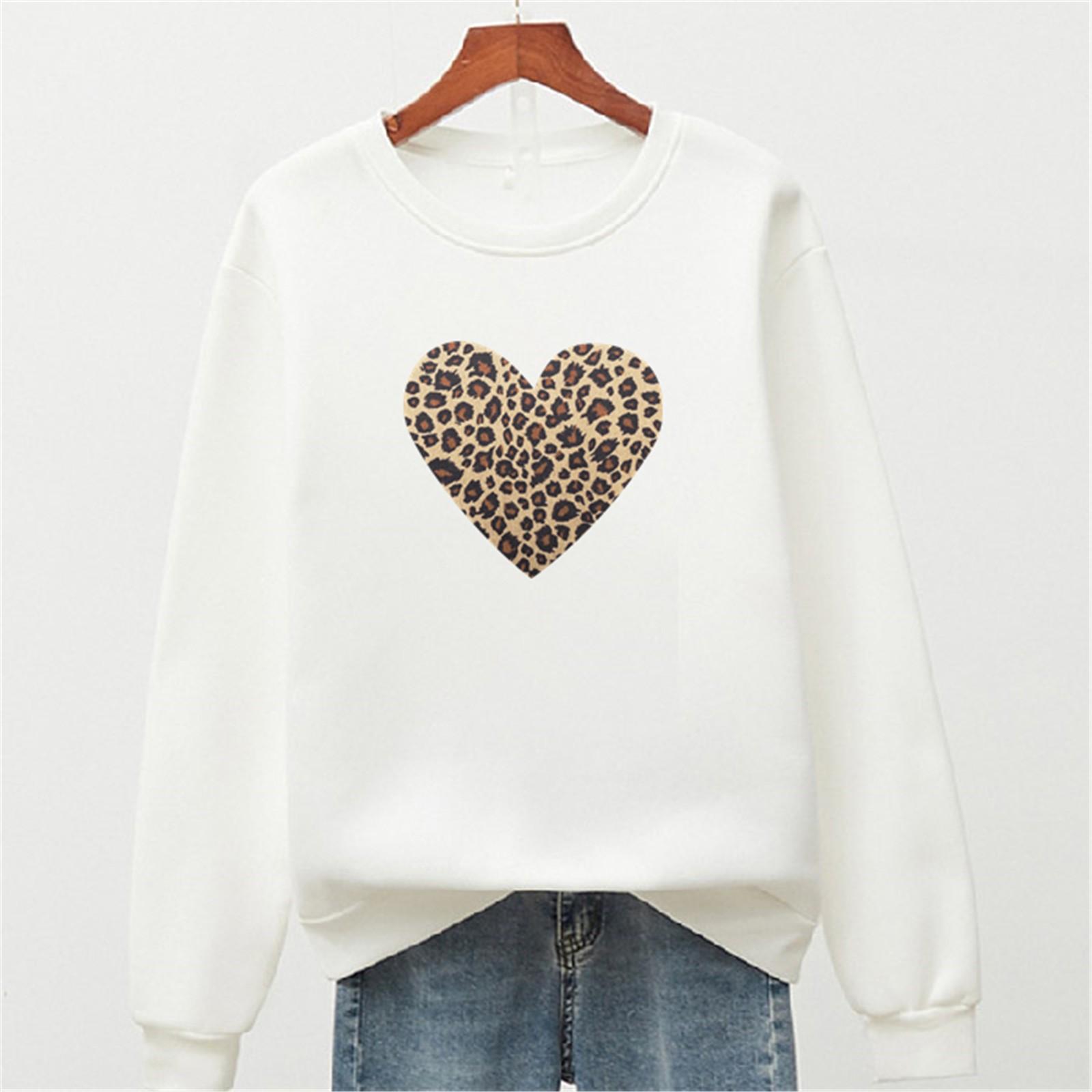 

Women s Casual Round Neck Printed Pullover Sweatshirt Tops Blouse XL білий
