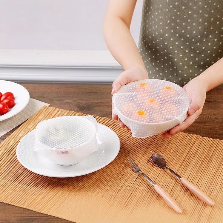 Food Grade Silicone Wrap - 4-Piece Airtight Bowl Lids Set