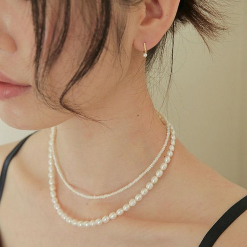 

modernlike 14k GF silver oval freshwater pearl necklace 5mm Yellow Gold