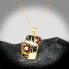 Geometric European and N Womens Necklace with Gold Flowers and Zircon