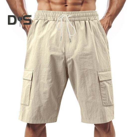 Pantaloni scurți de vară pentru bărbați, de culoare solidă, ocazional, în stil obișnuit, cu curele elastice, șnururi, respirabili