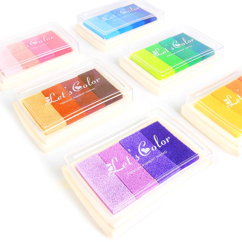 4-Color Gradient Fingerprint Ink Pad for Graffiti, Painting, and DIY Journals & Diaries Stamping