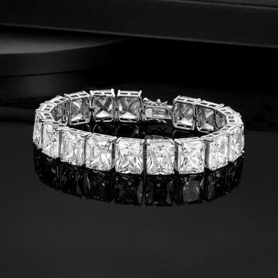 Ein neues Tennisarmband Kupfer eingelegt Zirkon beschichtet 18k Gold rechteckiger Zirkon hochwertiger Schmuck, beliebt