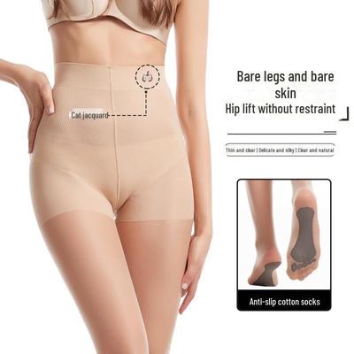 Spring Women's Ultra-Thin Black Pantyhose: Abdomen & Hip Lifting, Foot Massage, Cuttable, Sun Protection, Skin Care Socks.
