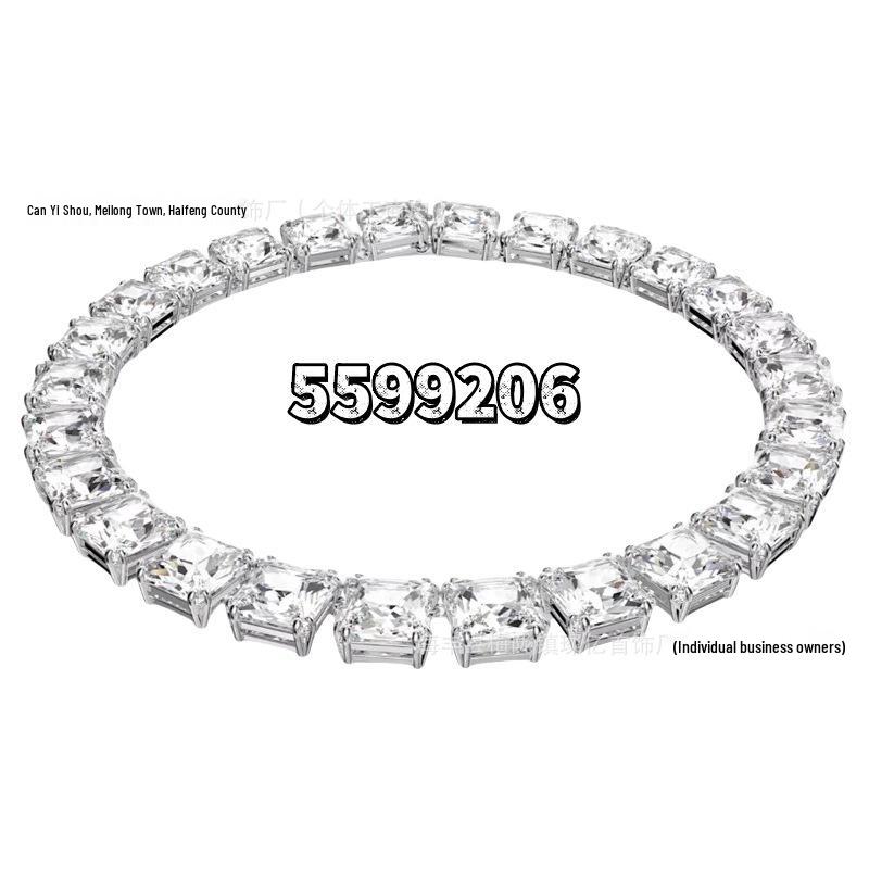 Shi Family Exquisite Purple Octagonal Rhinestone Necklace & Choker Bracelet Set