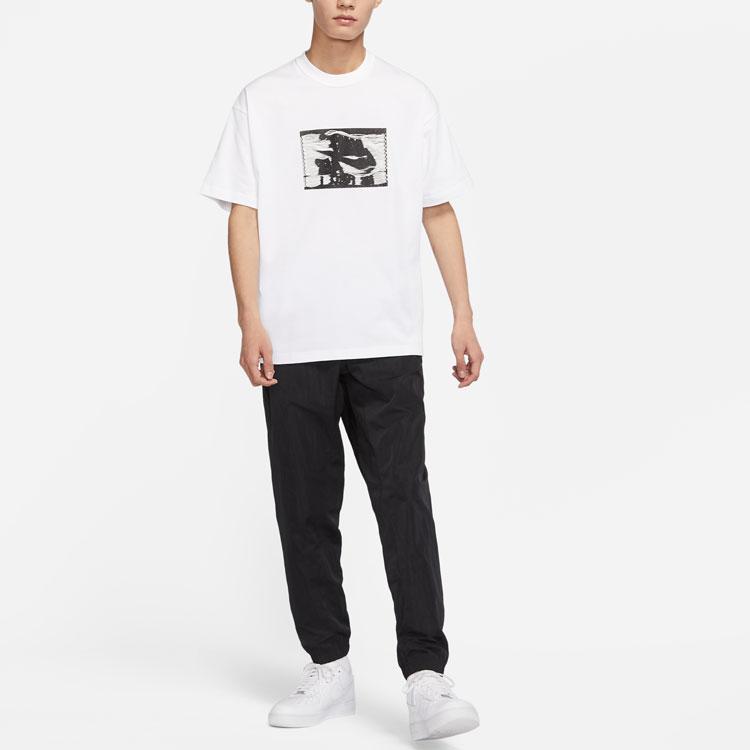 Nike T Shirts Men's White Crew Neck Moderate Straight Fit (Unisex) T-Shirts DR5758 100