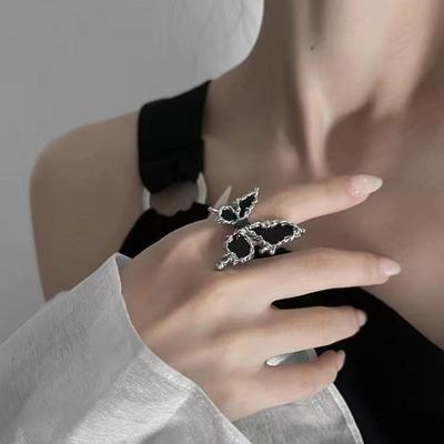 Butterfly Ring for Women, with Adjustable Opening, Stylish and Exaggerated Design, Niche Style, High-end Feel, Cool Trend, Finger Ring