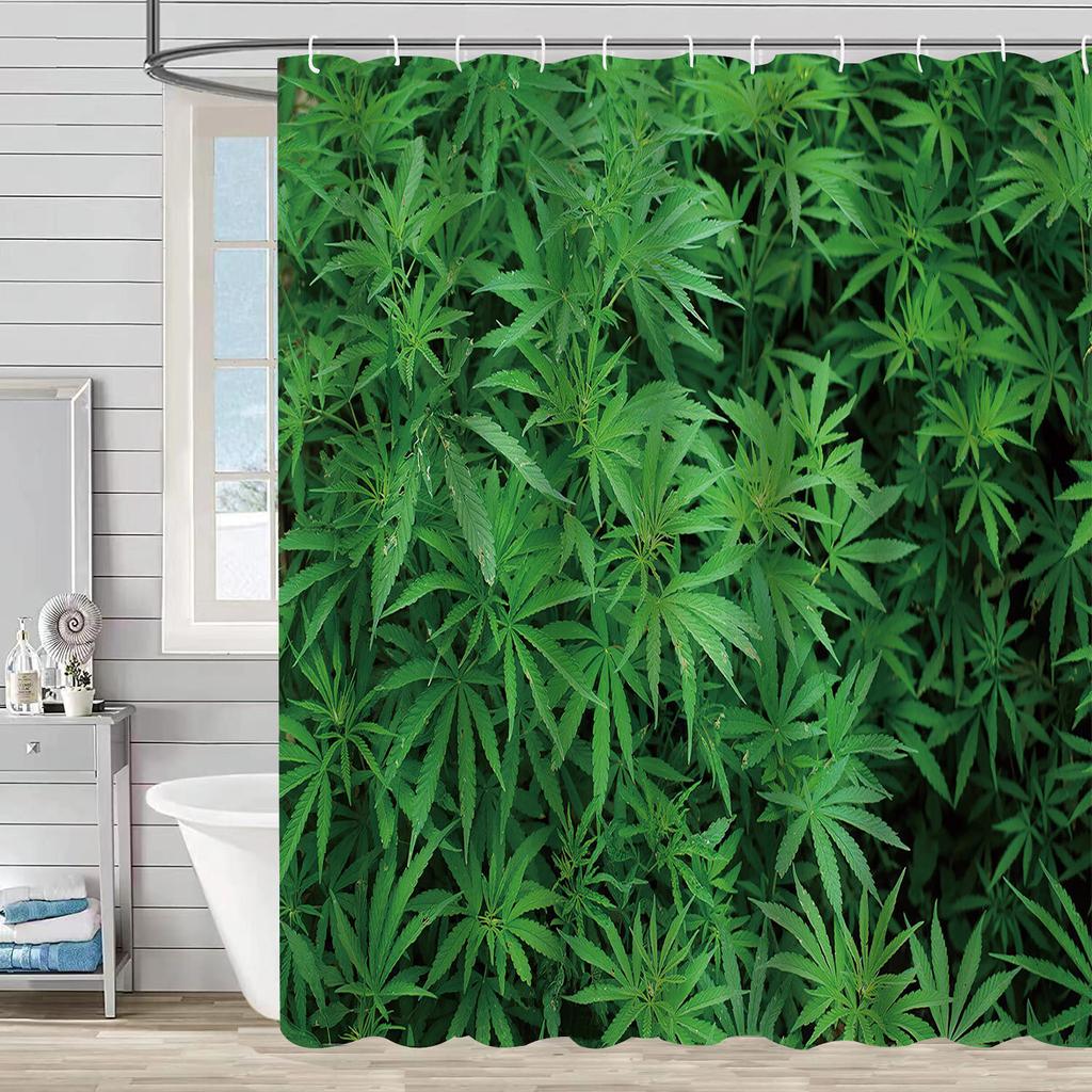 Shower Curtain Waterproof And Mildew-Proof 3D Digital Printing Plant Stone Printing Shower Bathroom Partition