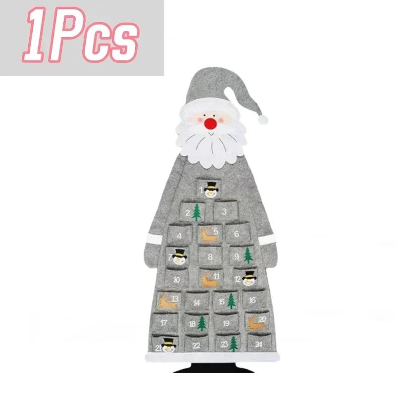 24 Day Advent Calendar Santa Felt Pendant for Christmas Decoration Pendant Countdown  Holiday Wall Calendar Home Decoration