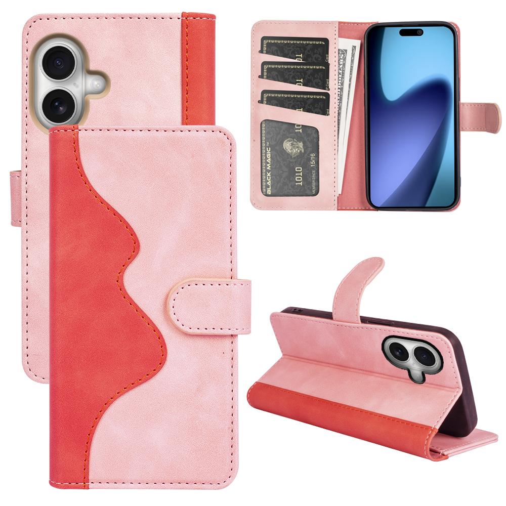 For iPhone 17 Wallet Case Leather Phone Cover Splicing Color